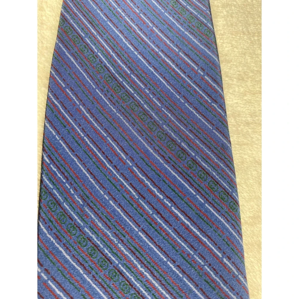 Vintage Gucci Tie 1970s Mens 100% Silk Luxury Designer Rare Blue Stripe Necktie